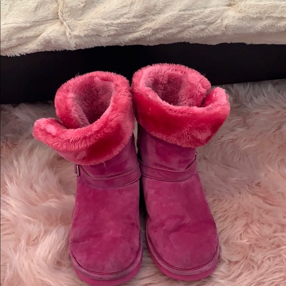 pink furry boots